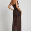 Ersilia versierde bandeau maxi-jurk met plooien in slangenprint met HOTFIX