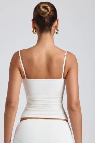 Esme Modal gerimpelde gelaagde tanktop in wit