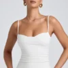Esme Modal gerimpelde gelaagde tanktop in wit