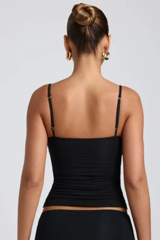 Esme Modal gerimpelde gelaagde tanktop in zwart