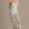 Estella versierde tule-corsetjurk in saliegroen