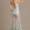 Estella versierde tule-corsetjurk in saliegroen