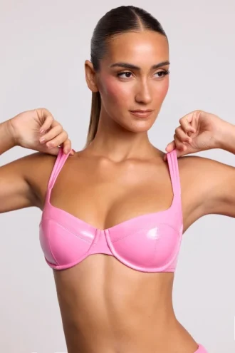 Estelle vinyl beugelbralette in roze