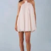 Evania halternek babydoll-minijurk in ivoor