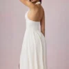 Farrah Modal Broderie Anglaise halternek midi-jurk in wit