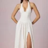 Farrah Modal Broderie Anglaise halternek midi-jurk in wit