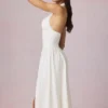 Farrah Modal Broderie Anglaise halternek midi-jurk in wit