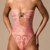 Faye bandeau-badpak met uitsnijdingen in paisleyprint