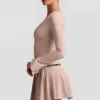 Fiorella minijurk met lange mouwen en plooien in Mushroom