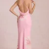 Fioren chiffon maxijurk met roze bloemenprint
