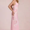 Fioren chiffon maxijurk met roze bloemenprint