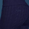 Flared broek met omgeslagen zoom en kabelpatroon in marineblauw