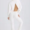Flared broek van katoenjersey met textuur in wit