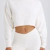 Flared broek van katoenjersey met textuur in wit
