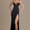 Fleurine satijnen bralette-jurk met versieringen in zwart