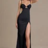 Fleurine satijnen bralette-jurk met versieringen in zwart