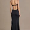 Fleurine satijnen bralette-jurk met versieringen in zwart