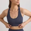 FlexiRib-sportbeha met racerback in indigo-leisteen