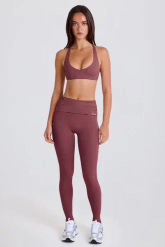Foldover Mid-Rise Stirrup-legging in Acai