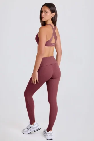 Foldover Mid-Rise Stirrup-legging in Acai