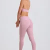Foldover mid-rise stirrup-legging in mauve