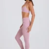 Foldover mid-rise stirrup-legging in mauve