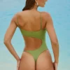 Formentera versierd badpak met uitsnijdingen in olijfgroen