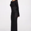 Frances doorschijnende jersey maxi-jurk met lange mouwen en open rug in zwart