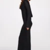 Frances doorschijnende jersey maxi-jurk met lange mouwen en open rug in zwart