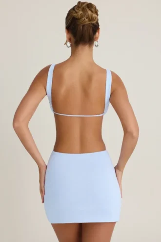 Gaia A-lijn minijurk met uitsnijdingen in periwinkle blauw