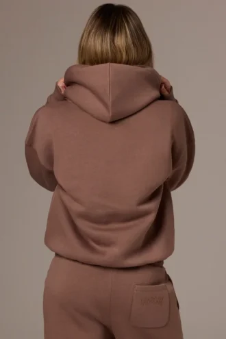 Geborduurde oversized hoodie in cacao