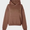 Geborduurde oversized hoodie in cacao