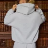 Geborduurde oversized hoodie in grijs gemêleerd