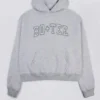 Geborduurde oversized hoodie in grijs gemêleerd
