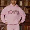 Geborduurde oversized hoodie in poederroze