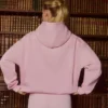 Geborduurde oversized hoodie in poederroze
