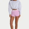 Geborsteld jersey cropped vest met knopen in grijs gemêleerd