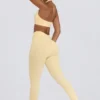Geborstelde jersey gerimpelde legging met middelhoge taille in Lemon Marl
