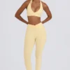 Geborstelde jersey gerimpelde legging met middelhoge taille in Lemon Marl