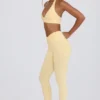 Geborstelde jersey gerimpelde legging met middelhoge taille in Lemon Marl