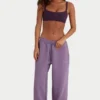 Geborstelde jersey joggingbroek met middelhoge taille en relaxte pasvorm in Dusk