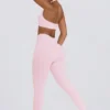 Geborstelde jersey legging met ruches en middelhoge taille in lichtroze gemêleerd