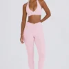 Geborstelde jersey legging met ruches en middelhoge taille in lichtroze gemêleerd