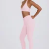 Geborstelde jersey legging met ruches en middelhoge taille in lichtroze gemêleerd