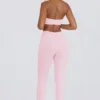 Geborstelde jersey legging met ruches en middelhoge taille in lichtroze gemêleerd