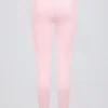Geborstelde jersey legging met ruches en middelhoge taille in lichtroze gemêleerd