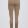 Geborstelde jersey legging met ruches en middelhoge taille in mokka gemêleerd