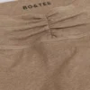 Geborstelde jersey legging met ruches en middelhoge taille in mokka gemêleerd