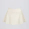 Geborstelde jersey mini-skort met gekruiste banden in ivoormelange