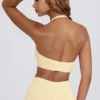 Geborstelde jersey sportbeha met V-hals in Lemon Marl